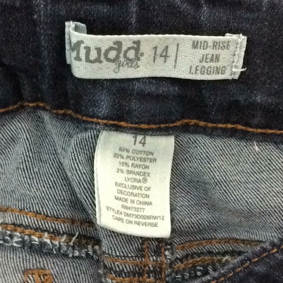 Mudd Girls Mid Rise Jean Leggings Destroyed Sz 14 - Picture 5 of 6